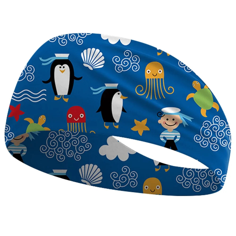 Children Sports Headband Wide Breathable Sweat-Wicking Cartoon Print Sweatband - YHETFD-001 - 1