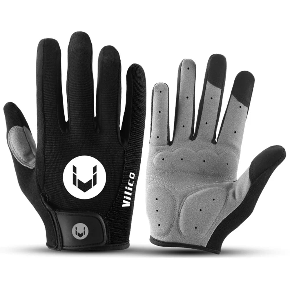 KYNCILOR 1 Pair Summer Full Finger Cycling Gloves Touch Screen Shock-Absorbed Hand Gloves - Black / M - 1