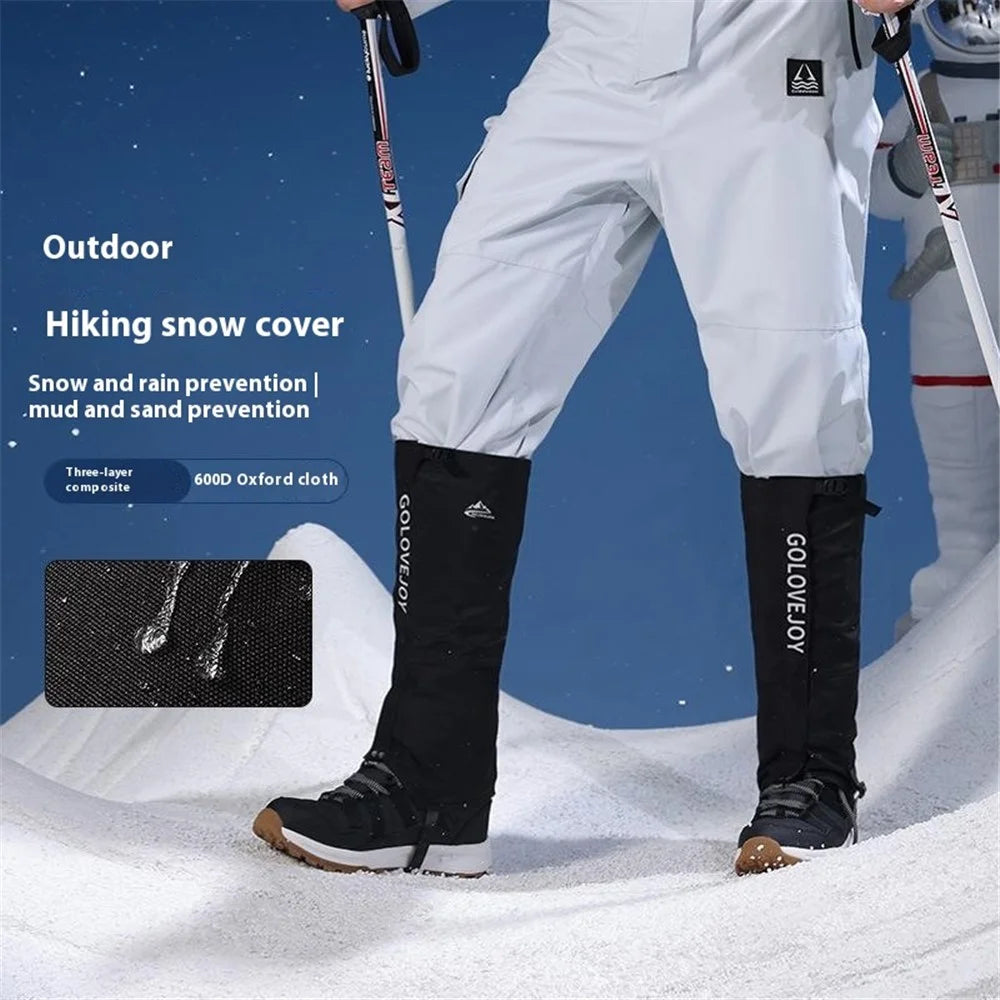 GOLOVEJOY HX39 1 Pair Plush Lining Waterproof Leg Gaiters Outdoor Hiking Climbing Skiing Leg Cover - Orange M - 3