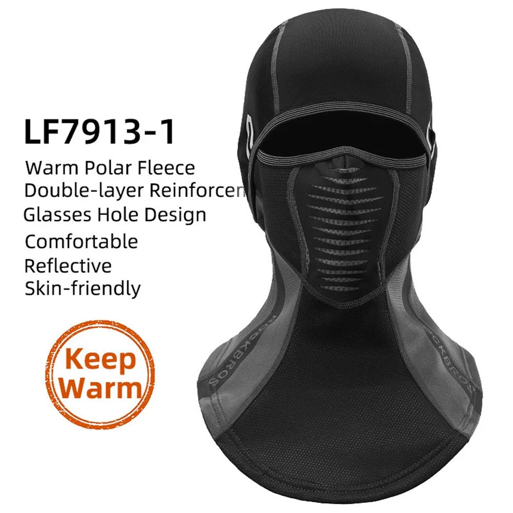 ROCKBROS Winter Windproof Cycling Balaclava Face Mask Neck Warmer for Men Women - LF7913-1 / Black+Grey - 2