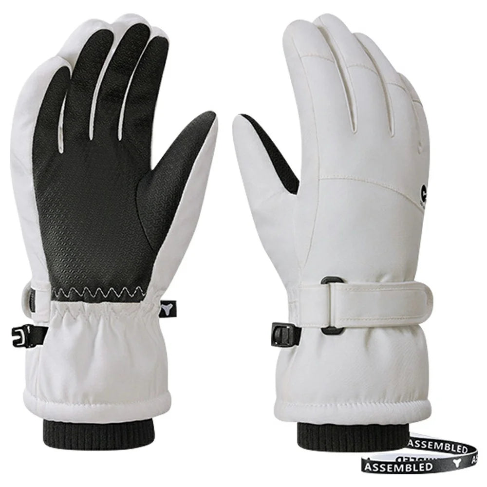 GOLOVEJOY DRST39 1 Pair Winter Ski Gloves for 4-7 Years Kids Waterproof Windproof Snow Mittens Size S - White - 1