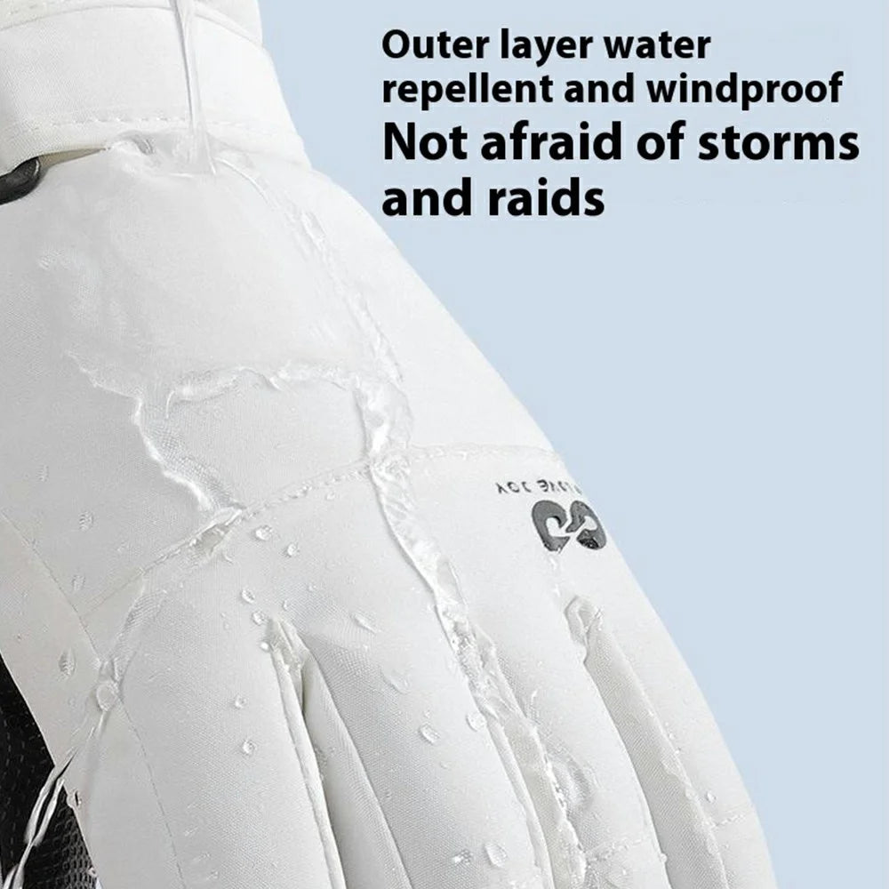 GOLOVEJOY DRST39 1 Pair Winter Ski Gloves for 8-12 Years Kids Waterproof Windproof Snow Mittens Size M - White - 5
