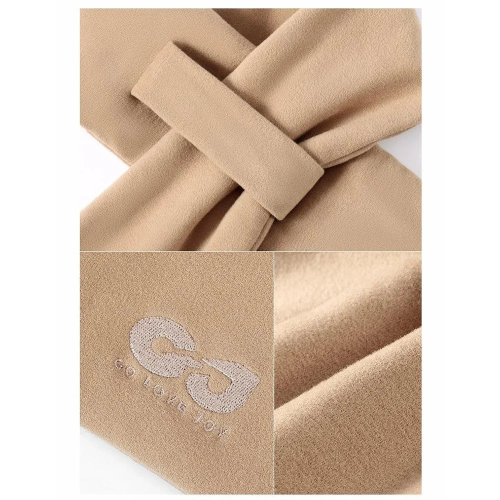 GOLOVEJOY DWJ56 82cm Winter Outdoor Retro Thermal Fleece Embroidered Scarf Windproof Neck Warmer - Camel - 5