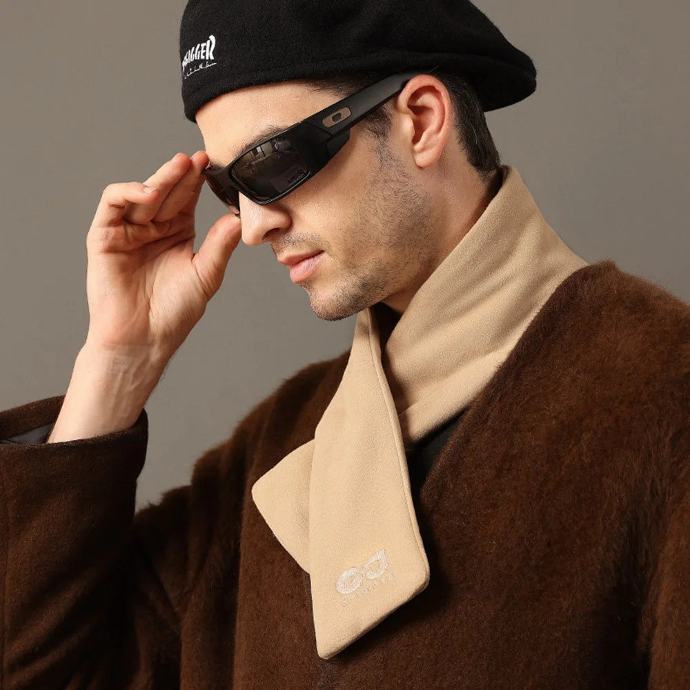 GOLOVEJOY DWJ56 82cm Winter Outdoor Retro Thermal Fleece Embroidered Scarf Windproof Neck Warmer - Camel - 6