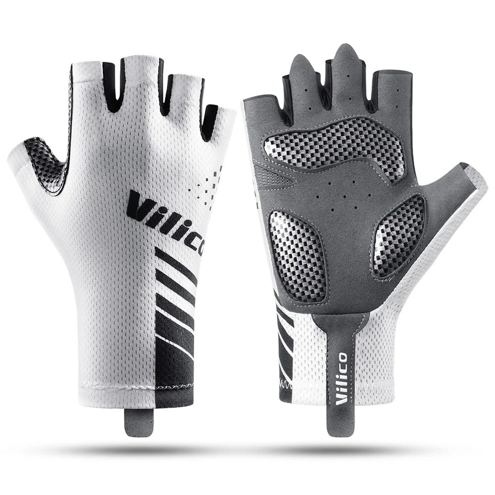 VILICO A0132 Shock Absorbing Cycling Gloves Anti Slip Fingerless Mittens for Outdoor Sports , Size M / White - 1