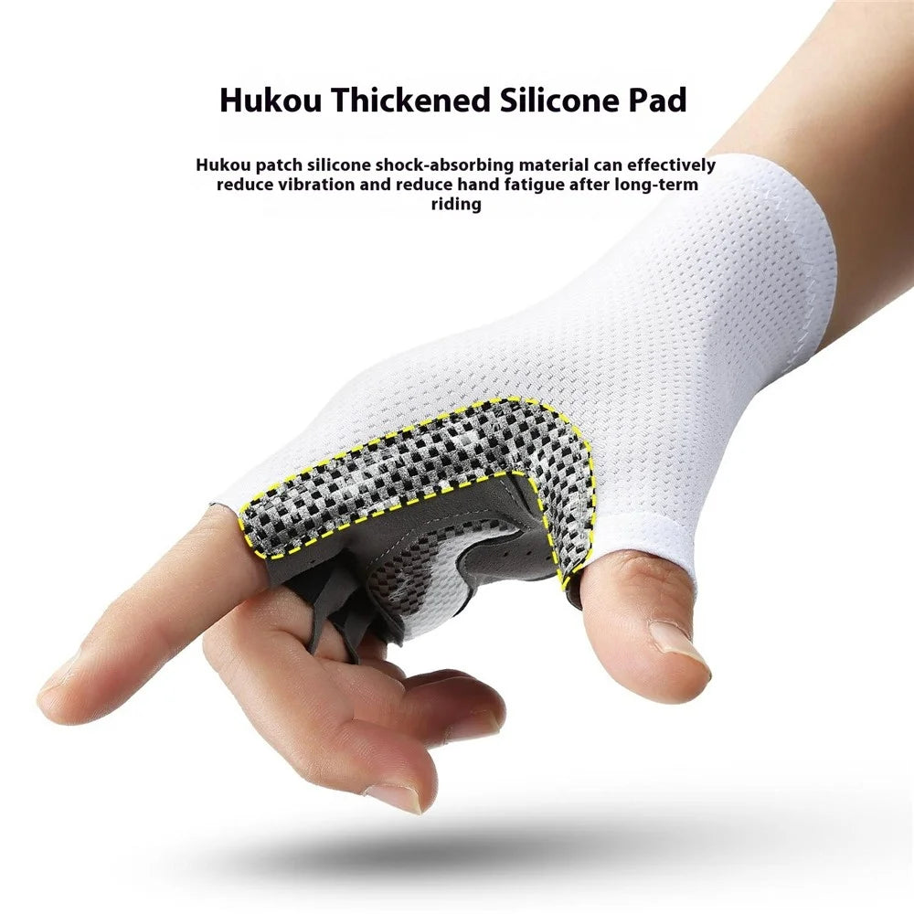 VILICO A0132 1Pair Cycling Gloves Half Finger Touchscreen Anti Slip Sports Gloves for Outdoor / Biking / Fishing, White XL - 4