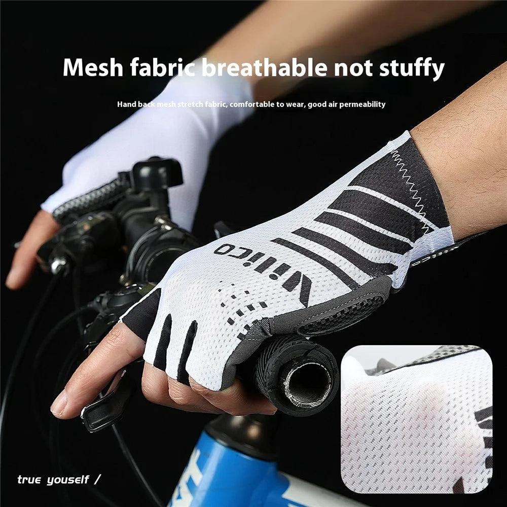 VILICO A0132 1Pair Cycling Gloves Half Finger Touchscreen Anti Slip Sports Gloves for Outdoor / Biking / Fishing, White XL - 5