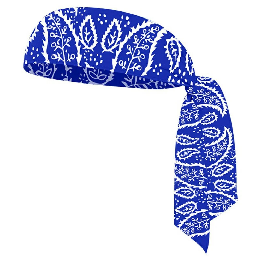 Tie Headbands for Women Men Leaf Print Sports Sweat Basketball Sweatband Moisture Wicking - BHFD-007 - 1