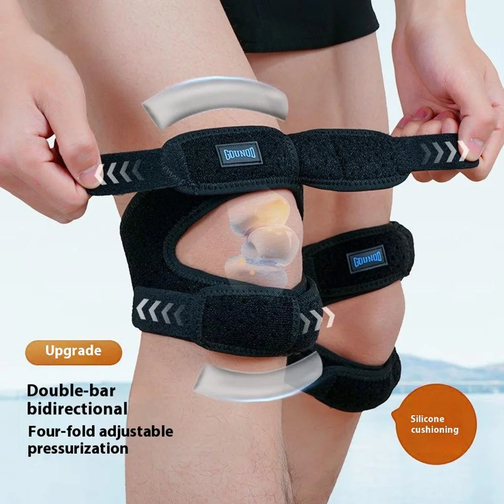 GOUNOD 1 Pair Sports Knee Brace Band Silicone Shock Absorbing Patella Support Strap for Running Basketball - Black - 2