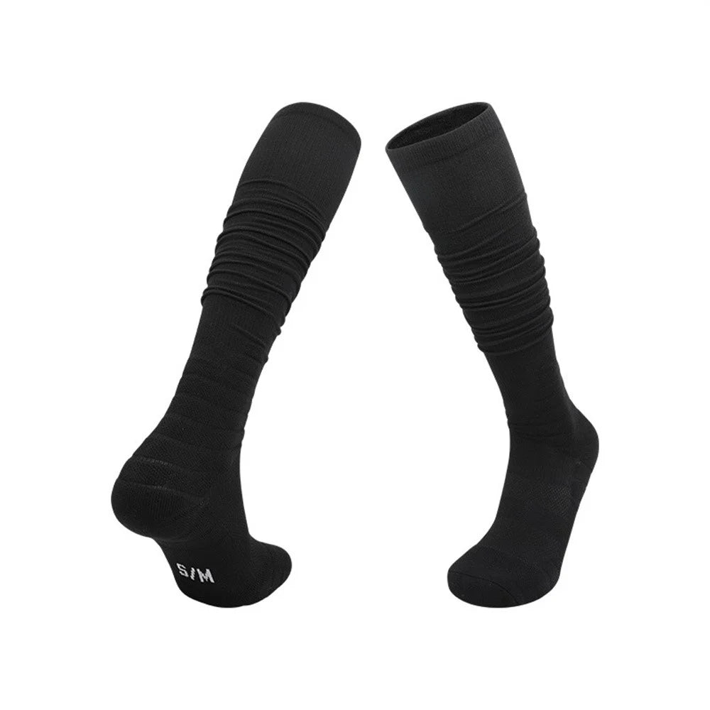 PORFIN Size S / M Moisture Wicking Hockey Socks Non-Slip High Tube Athletic Socks, for Shoe Size 28-38 - Black - 1