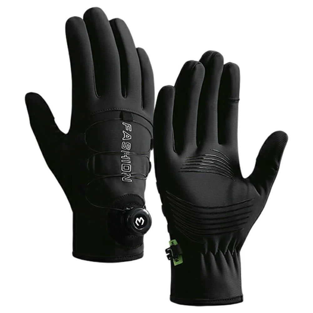 DB83 1 Pair Winter Cycling Gloves Windproof Anti Slip Fleece Warm Gloves for Motorcycle Bicycle Outdoor - L  /  Black - 1
