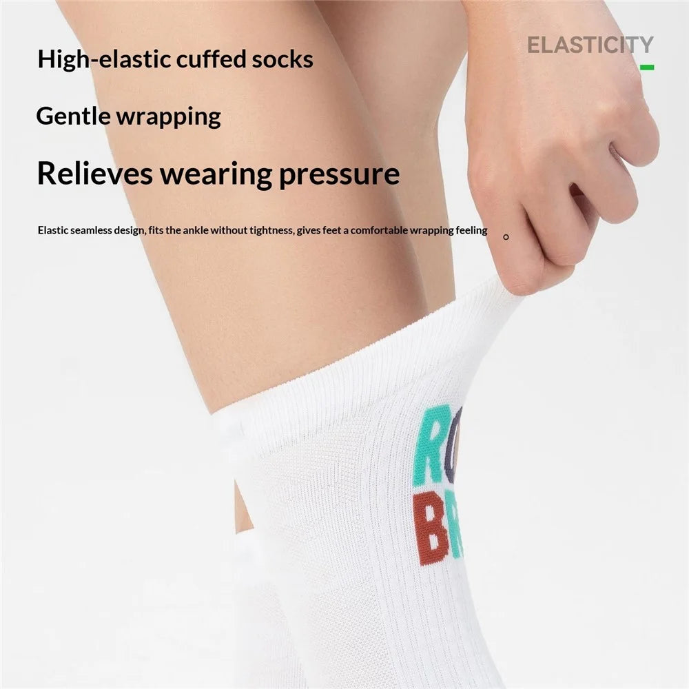 ROCKBROS 1 Pair Cycling Socks Mountain Bike Socks Breathable Antibacterial Sweat Wicking Mid Calf for Outdoor Sports - Black / S / 35-38 - 6