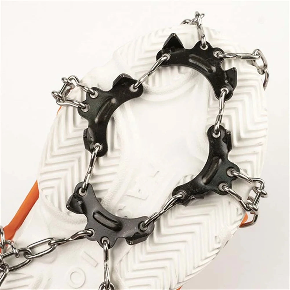 AOTU 1 Pair Teen Crampons Hiking Boots Ice Cleats Anti-Slip Snow Cleats with 11 Spikes (Suitable for Size 22-29) - 3