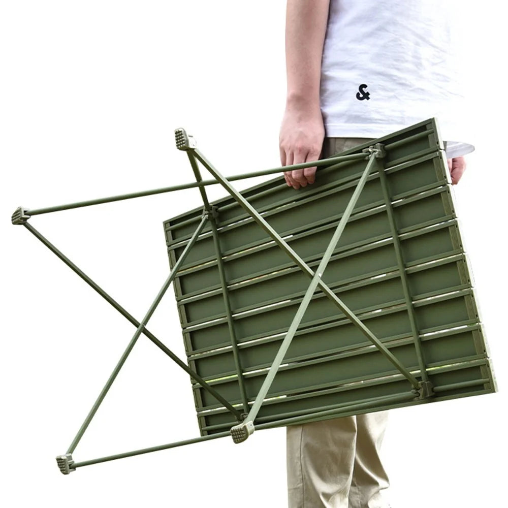 HALIN 68.5x45.5x46.5cm Outdoor Picnic BBQ Folding Table Aluminum Alloy Portable Folding Desk Table, Size L - Green - 3