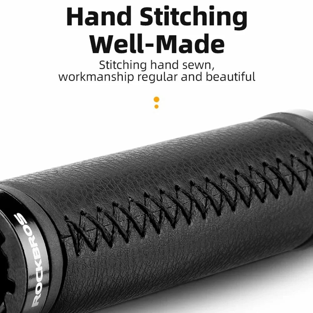 ROCKBROS 1 Pair Microfiber Leather Bicycle Handlebar Cover Anti-Skid Cycling Grips with End Cap - 5