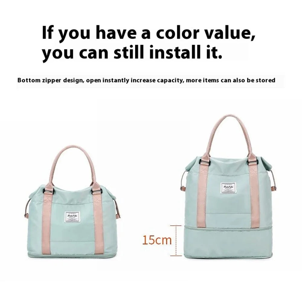 HINDUL Travel Duffel Tote Bag Oxford Fabric Waterproof Sports Yoga Gym Bag, Size: 38*13*32cm - Green - 2