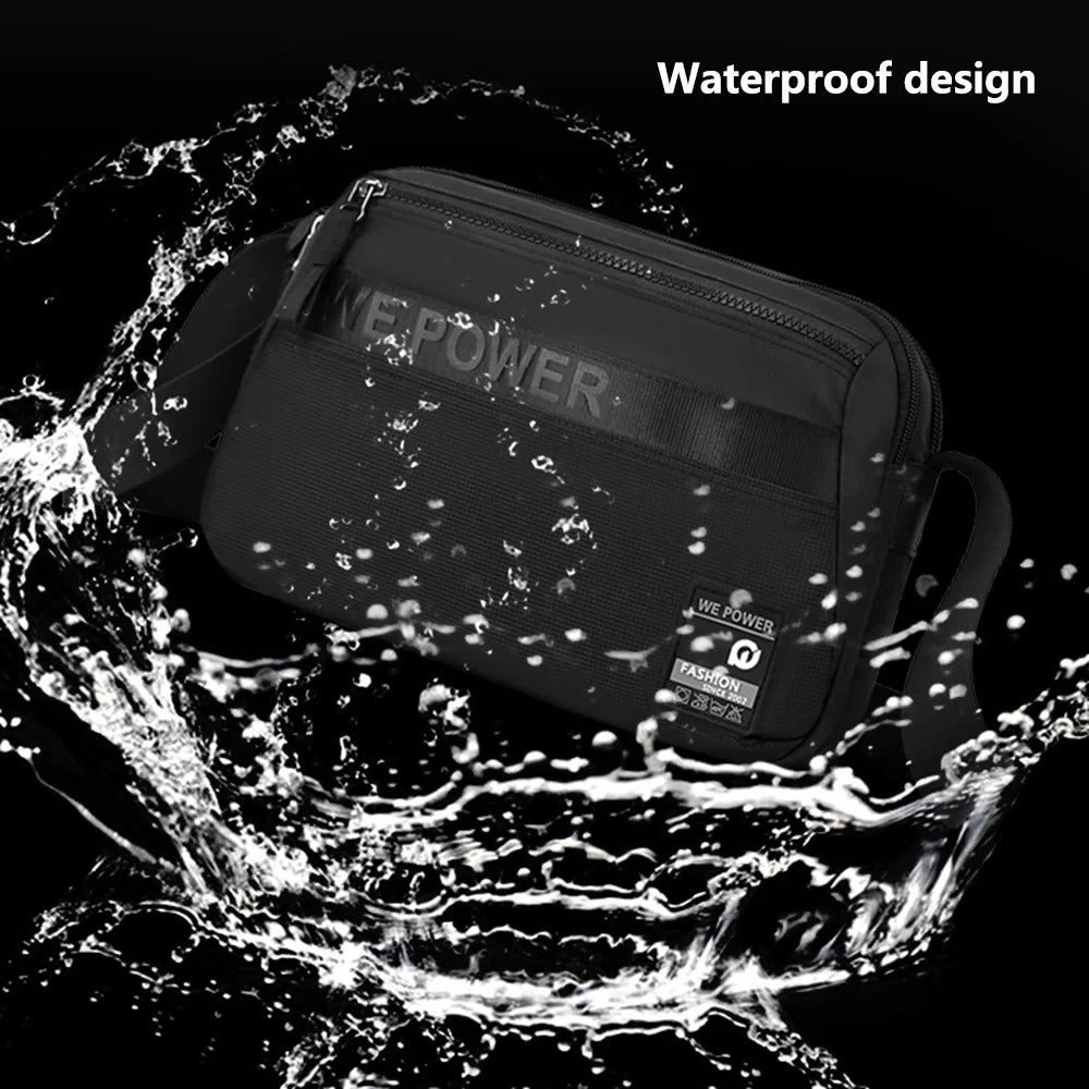 WEPOWER 8703 Men Lightweight Shoulder Bag Waterproof Nylon Small Square Crossbody Bag - Black - 6