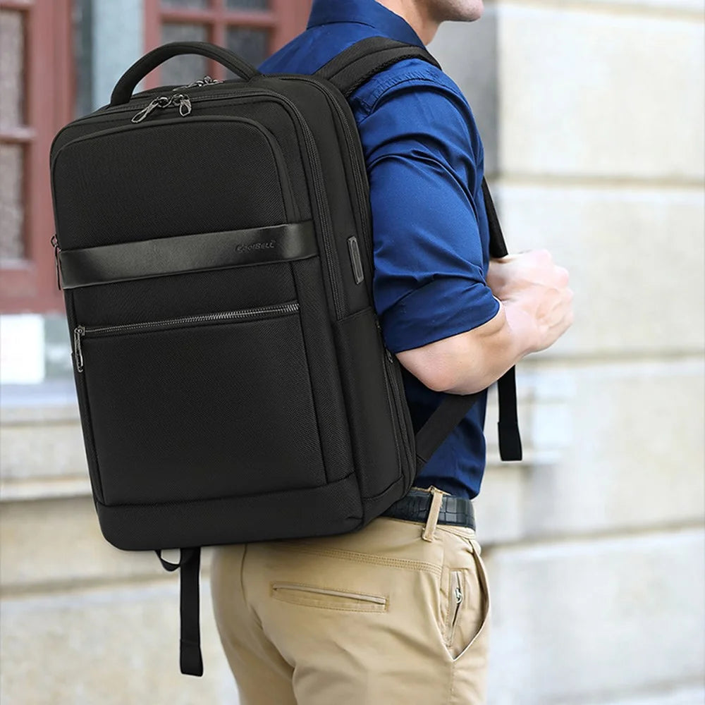 COOLBELL CB-8281 Business Men Shoulder Bag Travel Laptop Backpack with USB Charging Port - Black - 3