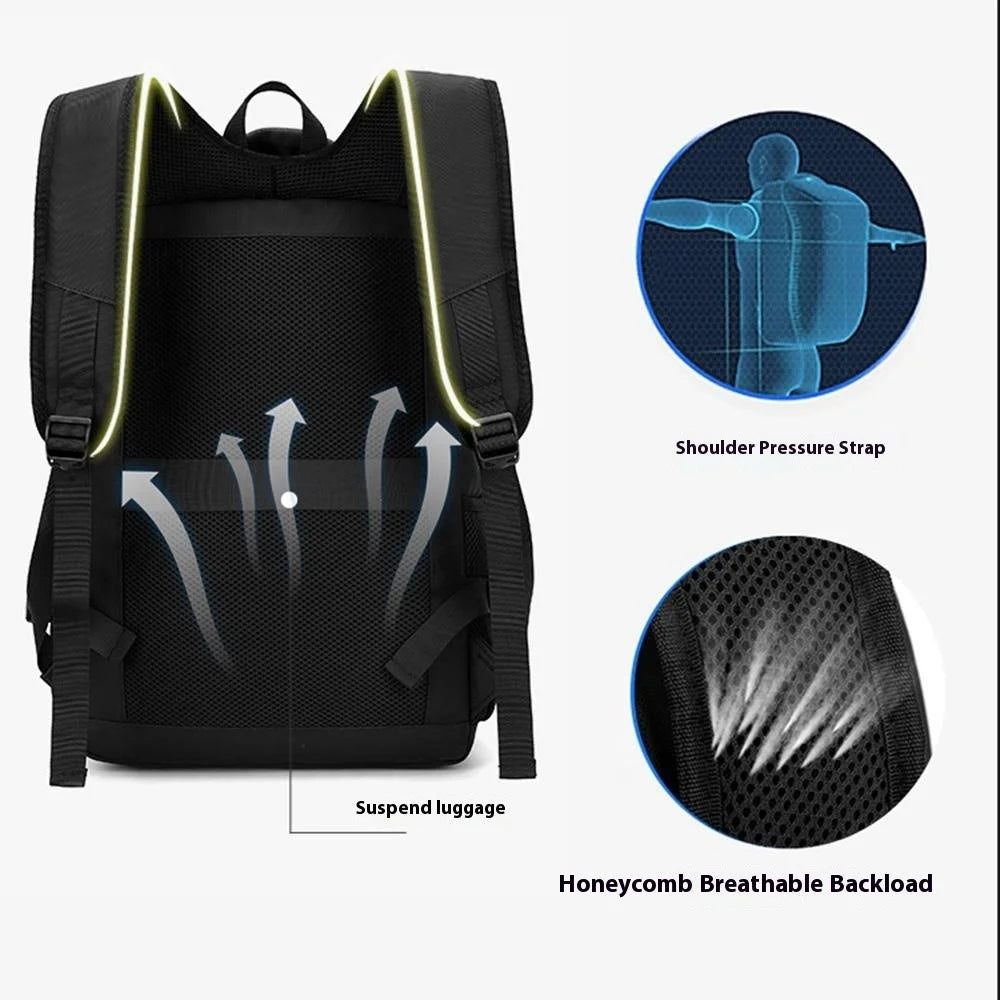 WEPOWER 3419 Student Travel Backpack Waterproof Nylon Men Outdoor Commute Casual Daypack - Black - 3