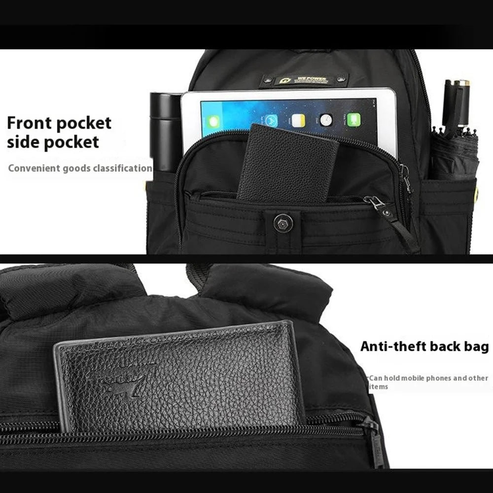 WEPOWER 7104 Waterproof Nylon Backpack Students Travel Large Capacity Daypack - Black - 6