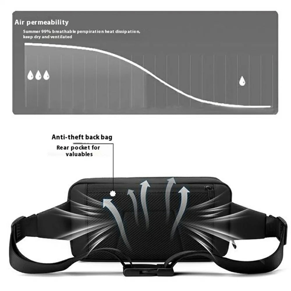 WEPOWER 1315 Stylish Waist Pack Men Crossbody Bag Water Resistant Nylon Chest Bag - Black - 3