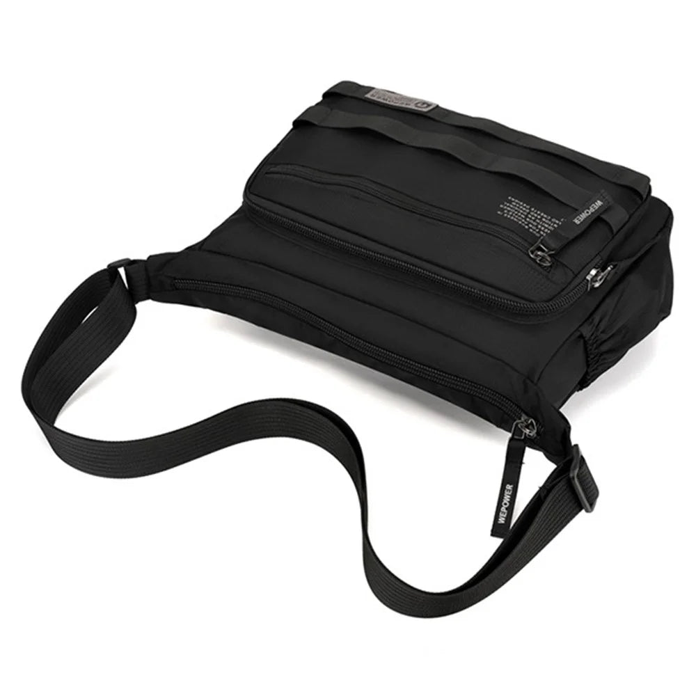 WEPOWER 2323 Men Business Commute Nylon Crossbody Bag Outdoor Casual Travel Shoulder Sling Pack - Black - 3