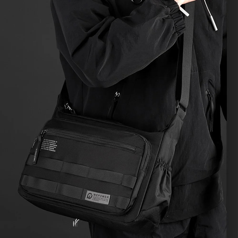 WEPOWER 2323 Men Business Commute Nylon Crossbody Bag Outdoor Casual Travel Shoulder Sling Pack - Black - 4