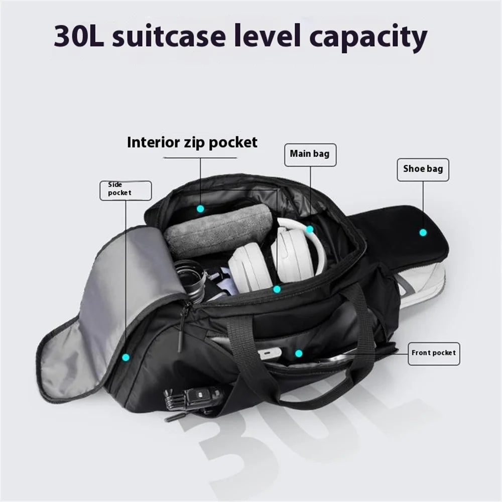 MARK RYDEN MR5226 30L Large Capacity Gym Bag Duffel Bag with Shoulder Strap for Sports / Travel - Black - 4