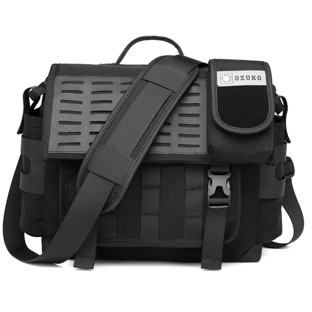 OZUKO Men's Messenger Bag Waterproof Briefcase Large Satchel Shoulder Bag Crossbody School Bag for Travel Work Office - Black - 1