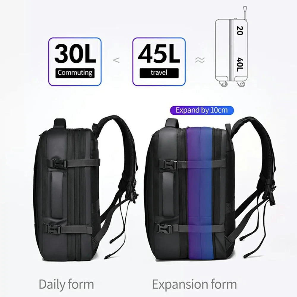 WEIXIER B703 For Men Expandable Backpack Waterproof Travel Laptop Bag Outdoor Business Daypack - Black - 5