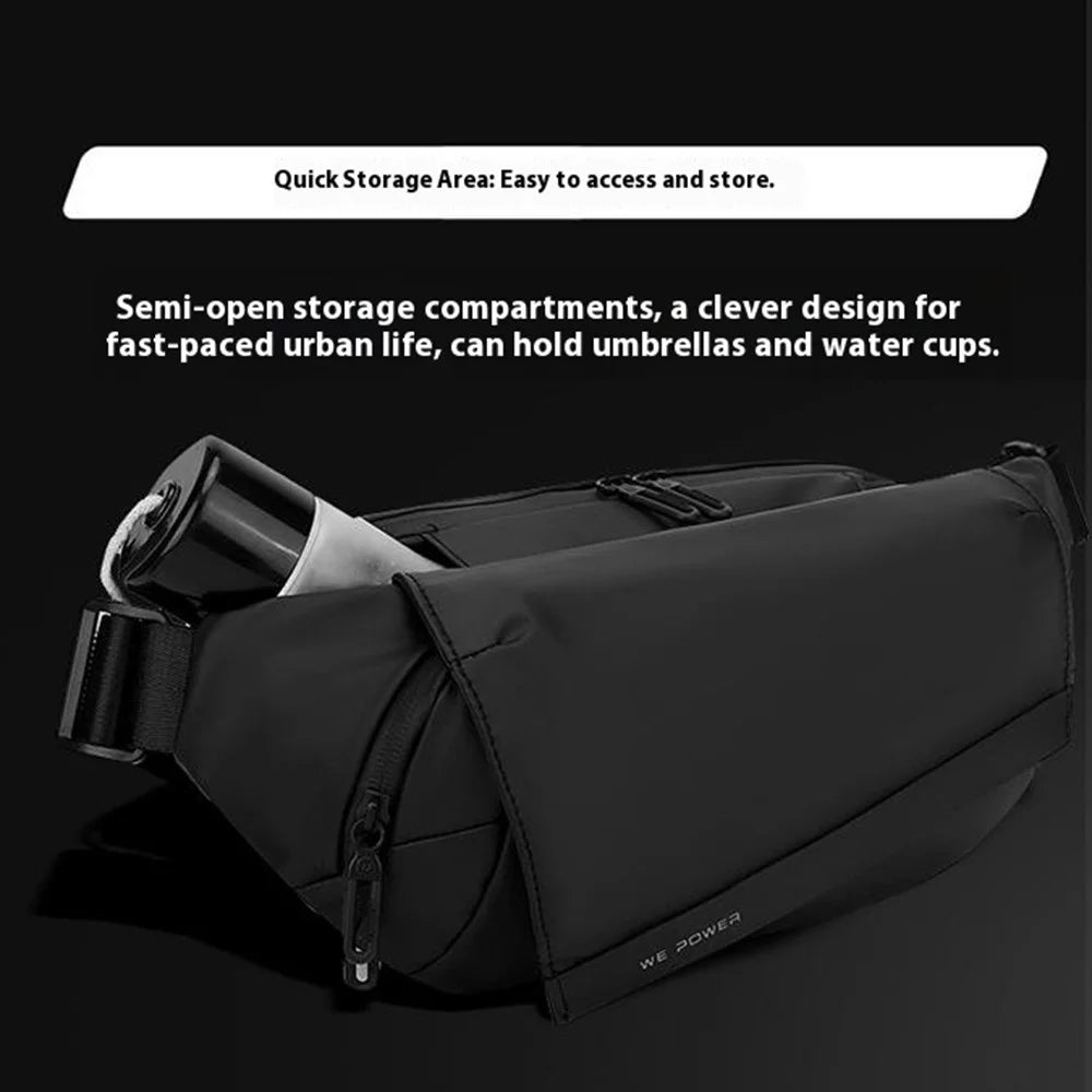 WEPOWER 1100-67 Size L Casual Men Crossbody Chest Bag Waterproof Sports Waist Pack for iPad 11 Inch - Black - 3