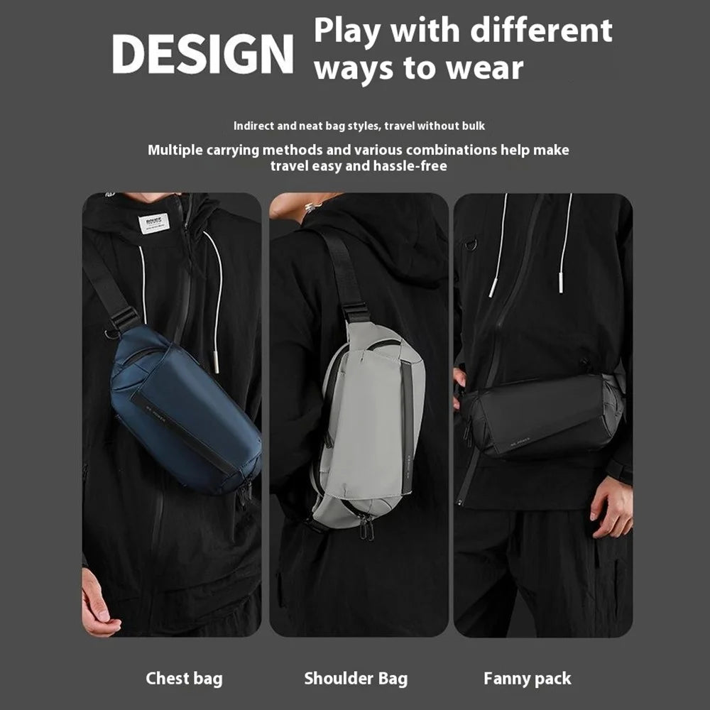 WEPOWER 1100-67 Size L Casual Men Crossbody Chest Bag Waterproof Sports Waist Pack for iPad 11 Inch - Black - 5