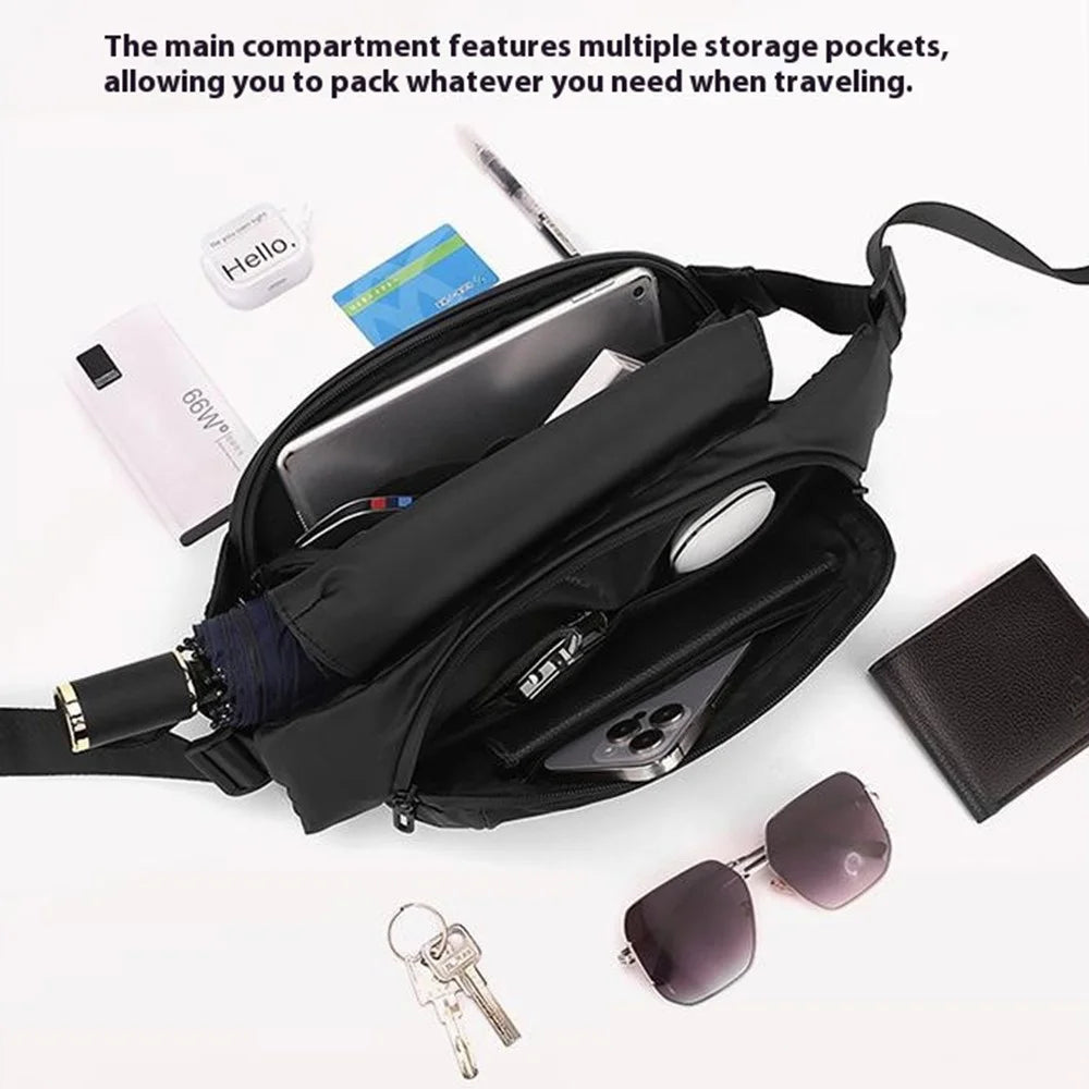 WEPOWER 1100-67 Size L Casual Men Crossbody Chest Bag Waterproof Sports Waist Pack for iPad 11 Inch - Black - 6