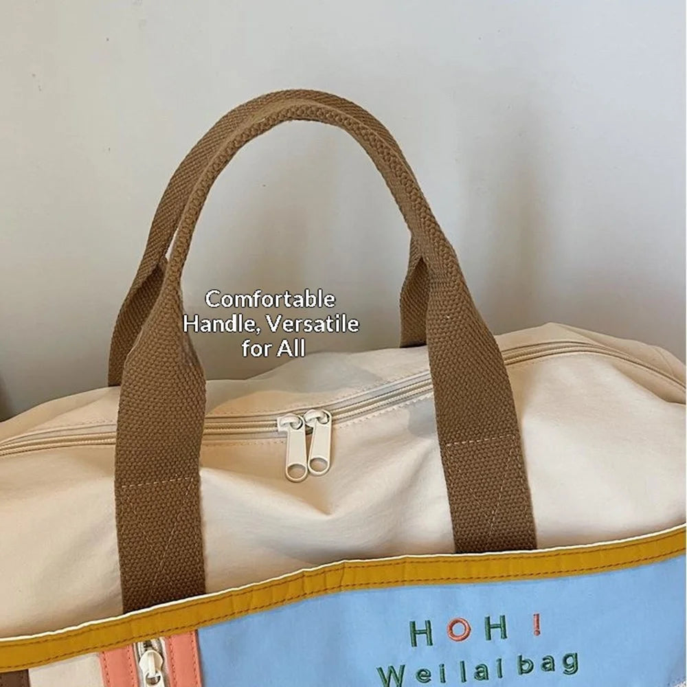 Large Capacity Gym Bag Expandable Handbag Dry Wet Separation Travel Duffel with Shoulder Strap - Brown - 5