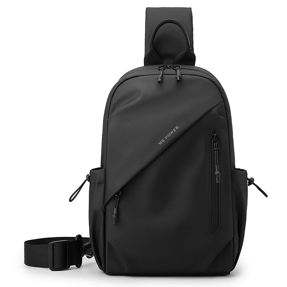 WEPOWER 1239# Commute Men Single Shoulder Bag Large Capacity Crossbody Bag Water-Resistant Chest Pack - Black - 1