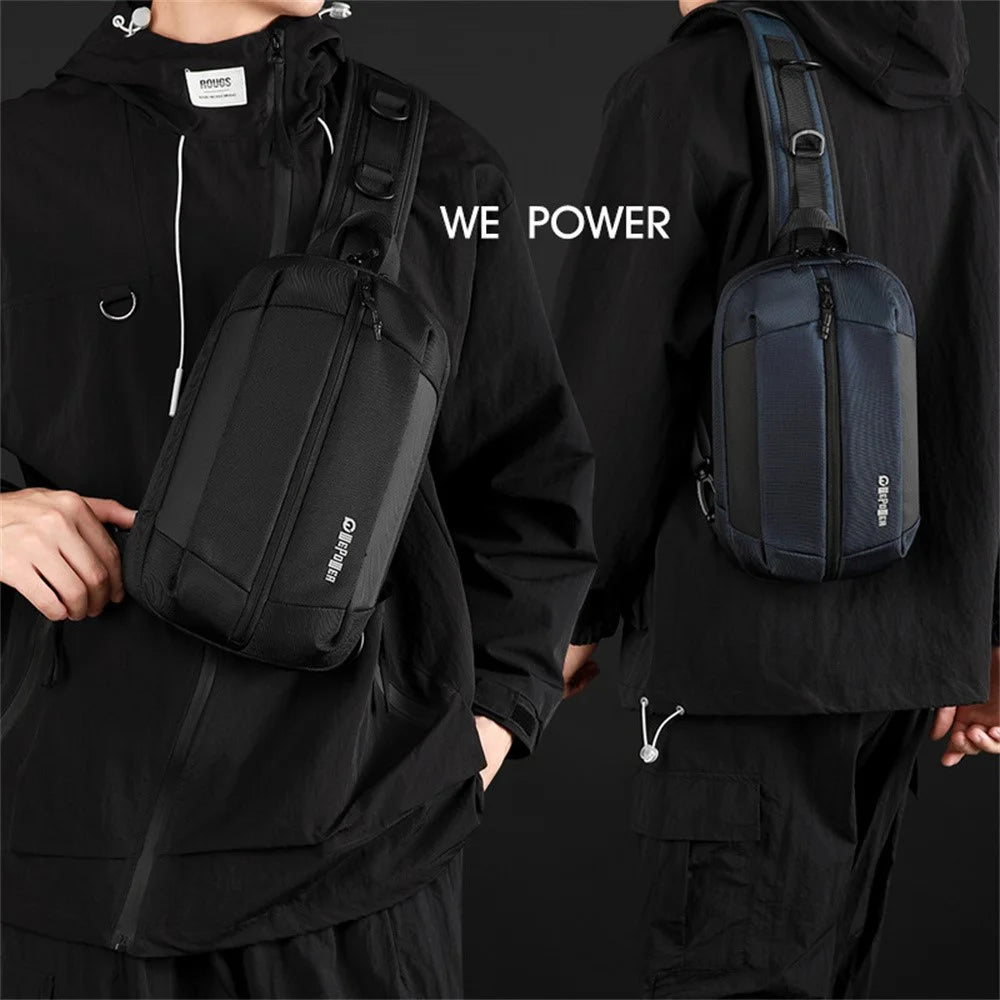 WEPOWER 2173 Waterproof Chest Bag for Men Large Capacity Handheld Crossbody Bag for Commute / Outdoor Travel - Black - 3