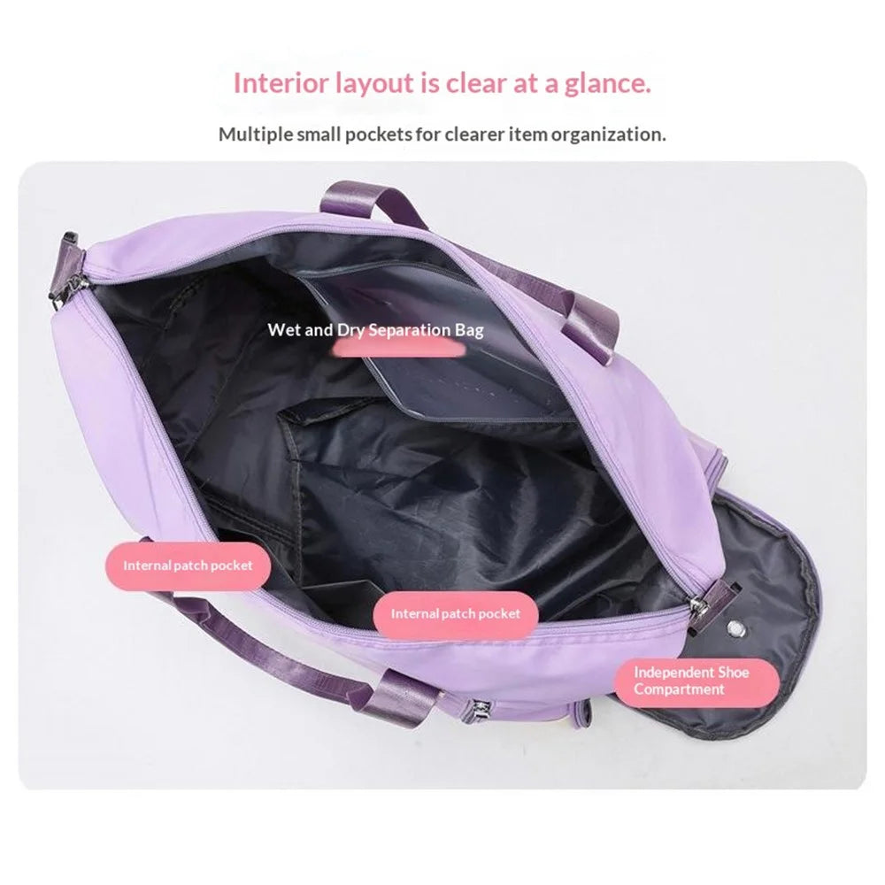 45×27×20cm Oxford Cloth Waterproof Swim Bag Large Capacity Lightweight Shoulder Gym Organizer with Separation Shoe Compartment - Purple - 3