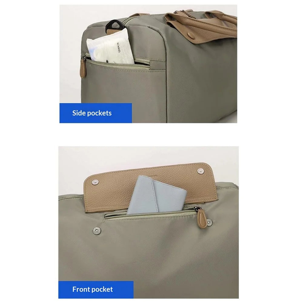 BANQILU LH766 Large Capacity Shoulder Bag for Short Trip Luggage Organizer Waterproof Nylon Gym Duffel - Khaki - 7