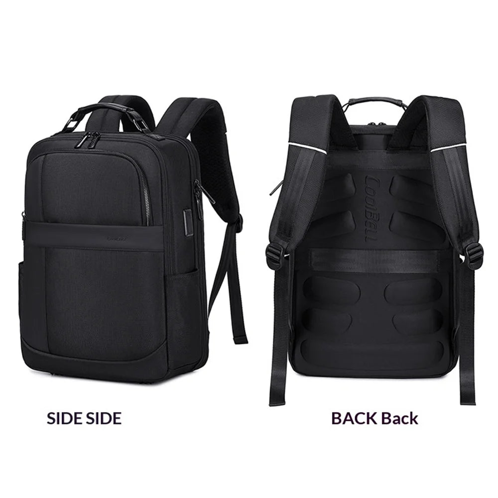 COOLBELL CB-8321 Waterproof Men Business Backpack for 15.6 Inch Laptop Shoulder Bag with USB+Type-C External Charging Ports - Black - 3