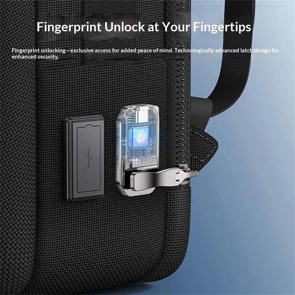 YESIDO WB65 Fingerprint Lock Business Backpack Large Capacity Oxford Fabric Daypacks with USB Charging Port - Black - 5