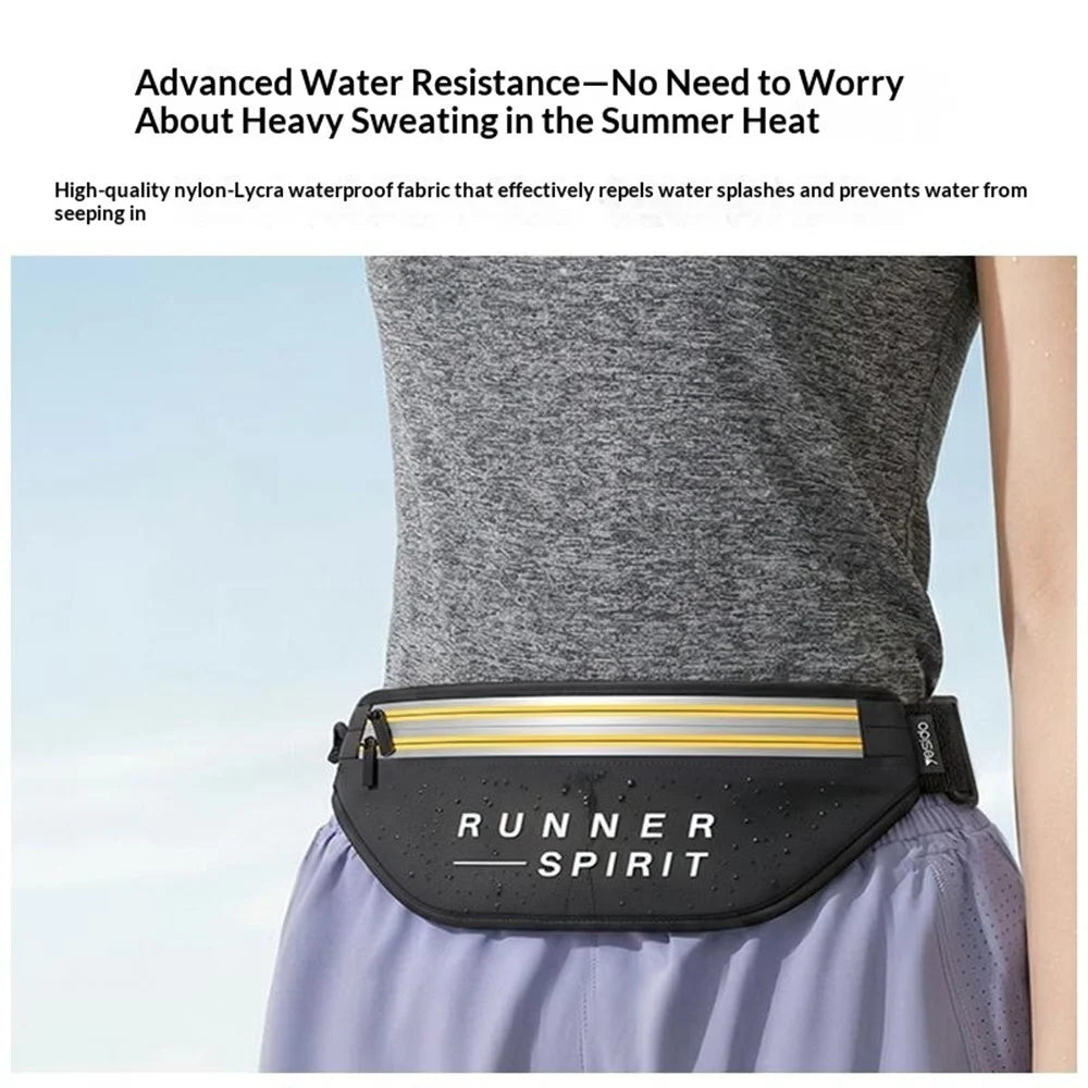 YESIDO WB67 Double Zip Running Waist Bag IPX6 Waterproof Reflective Large Capacity Pouch for Sports - Black - 4