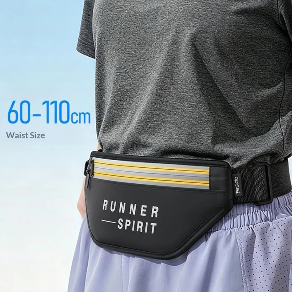 YESIDO WB67 Double Zip Running Waist Bag IPX6 Waterproof Reflective Large Capacity Pouch for Sports - Black - 7