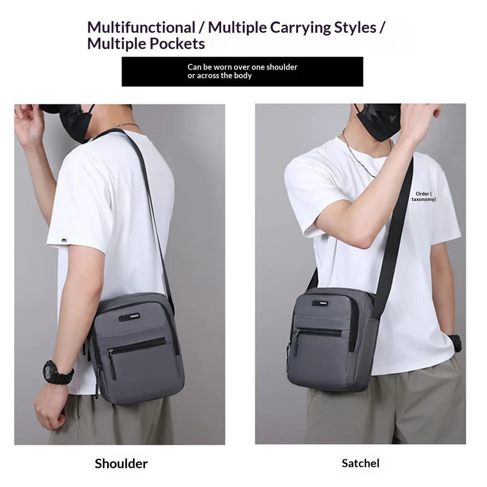 WEIXIER WD9501 Men Crossbody Bag Waterproof Multi-Compartment Shoulder Bag for Business Commute - Black - 3
