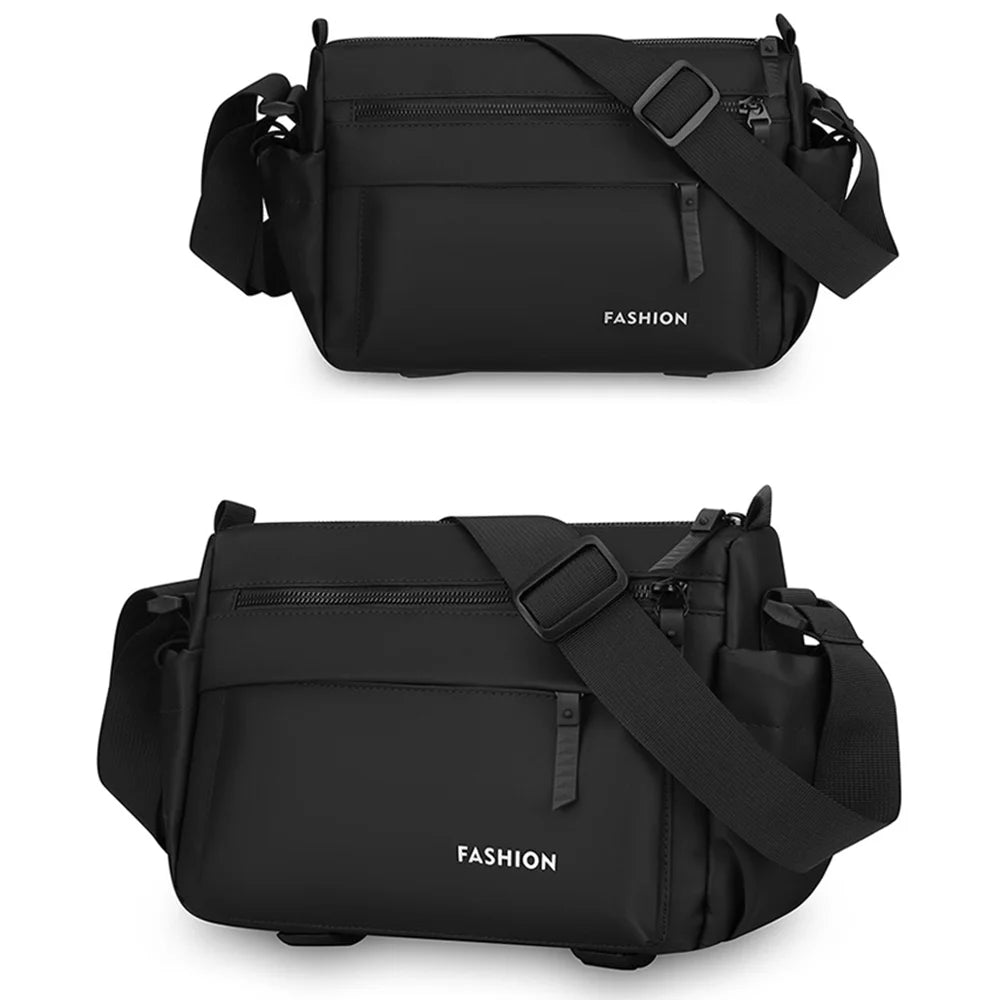 WEIXIER WD2562 Men Crossbody Bag Multi Compartments Waterproof PU Leather Chest Bag for Work Commute - Black - 2