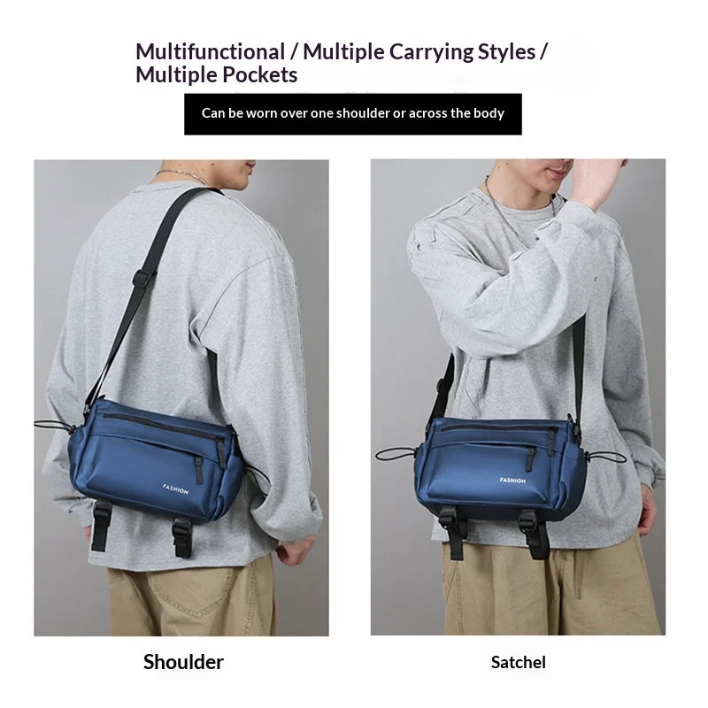 WEIXIER WD2562 Men Crossbody Bag Multi Compartments Waterproof PU Leather Chest Bag for Work Commute - Black - 3
