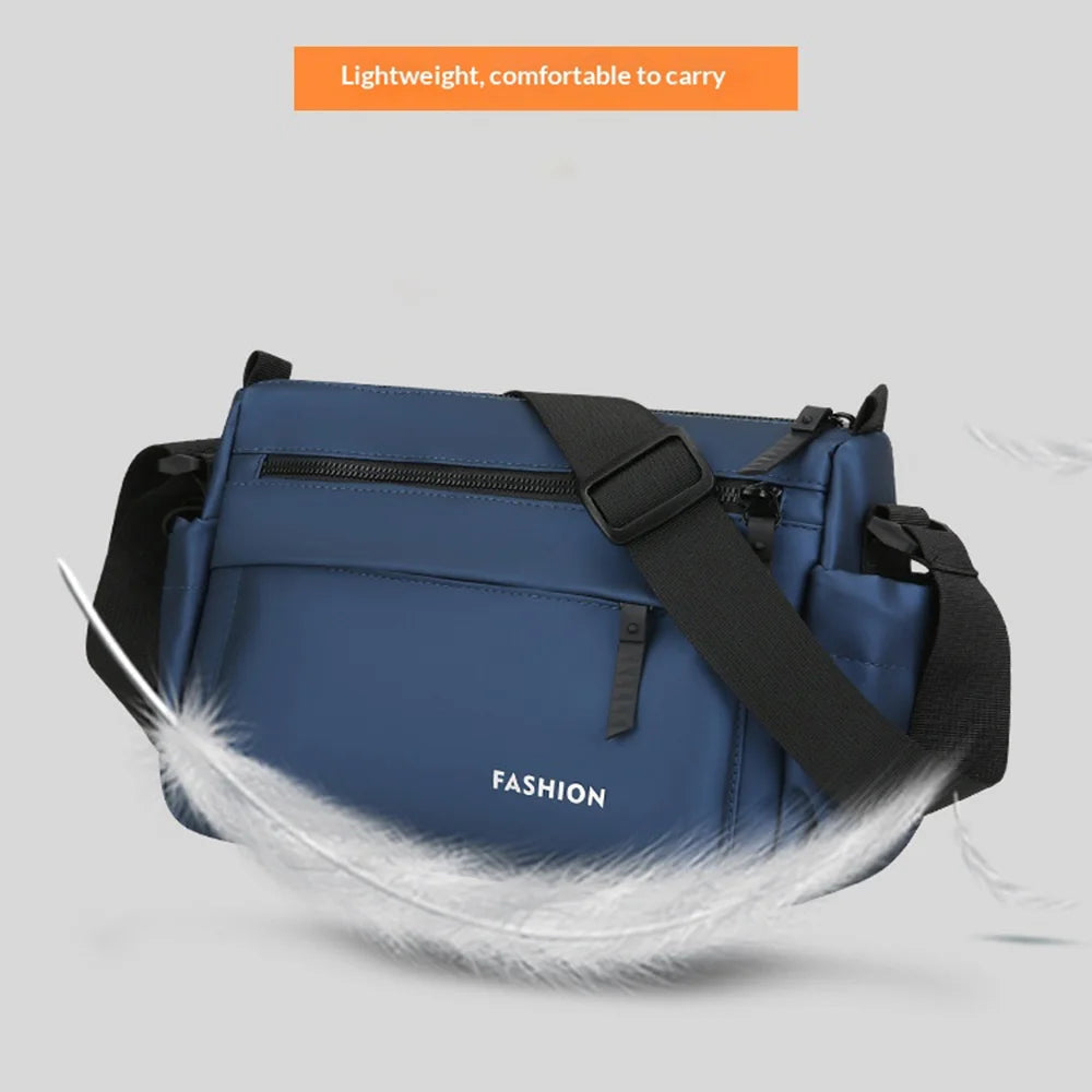 WEIXIER WD2562 Men Crossbody Bag Multi Compartments Waterproof PU Leather Chest Bag for Work Commute - Black - 6