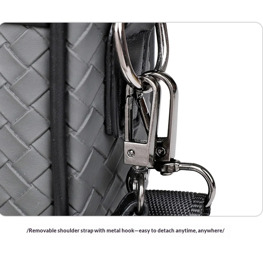 WEIXIER Men's Crossbody Bag Waterproof PU Leather Business Messenger Bag for Work Commute - Black - 3