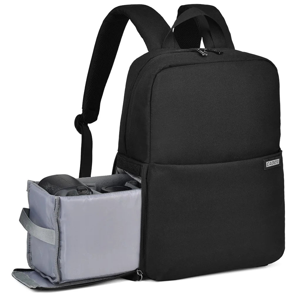 CADEN L4 Waterproof SLR/DSLR Camera Backpack Leisure Bag Camera Accessories Travel Case for Canon Nikon Sony Camera and Lenses - Size S 29x13x39cm/Black - 1
