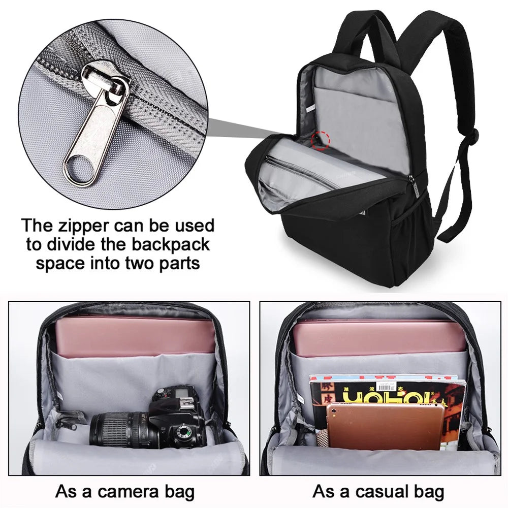 CADEN L4 Waterproof SLR/DSLR Camera Backpack Leisure Bag Camera Accessories Travel Case for Canon Nikon Sony Camera and Lenses - Size S 29x13x39cm/Black - 7