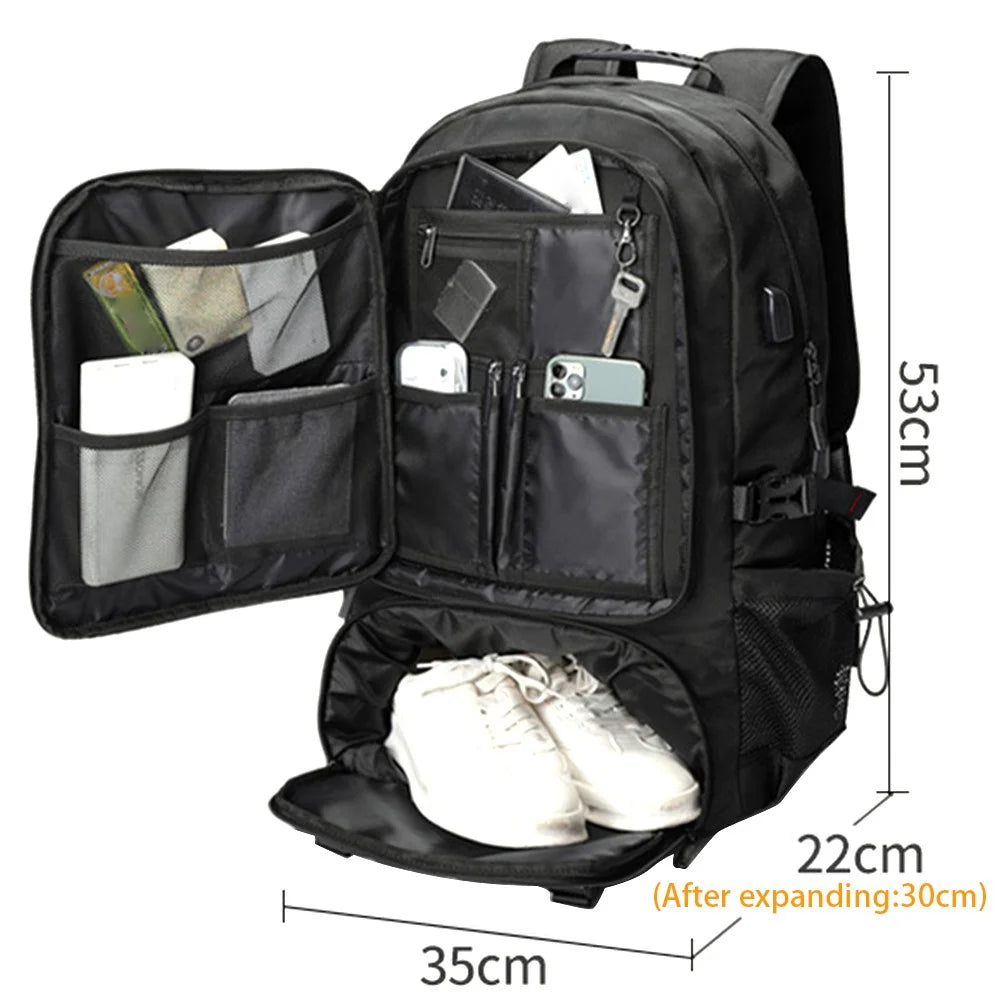 80L Backpack Super Large Multifunction Daypack Expandable Weekender Travel Bag with Shoe Storage Compartment for Men and Women - 7